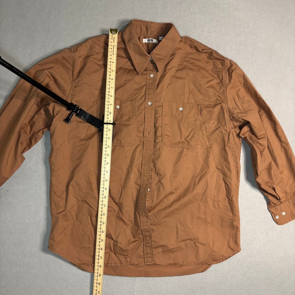 Uniqlo Men's Brown 100% Cotton Button-Up Shirt S Dual Chest Pockets - Picture 3 of 16